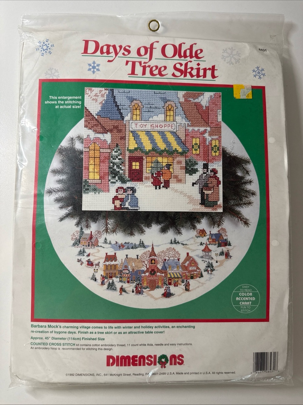 Vtg Dimensions Days Of Olde Christmas Tree Skirt Counted Cross Stitch